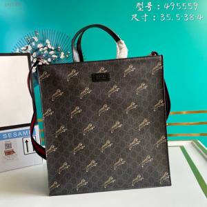 Gucci古馳包包 G家新款男包 款號:450950 古奇克虎印花高級人造帆布購物袋  gdj1368