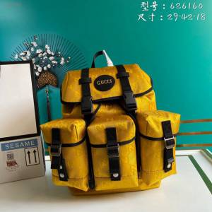 Gucci古馳包包 G家新款雙肩包 626160 古奇黃色布男士雙肩後背包 gdj1392