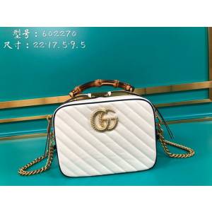 Gucci古馳包包 G家新款女包 602270 古奇白色全皮女士手提肩背包 Gucci竹節包 gdj1471