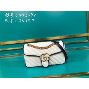 Gucci古馳包包 G家新款女包 443497 古奇白藍色全皮肩背斜挎鏈條女包 gdj1476