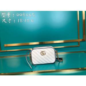 Gucci古馳包包 G家新款女包 448065 古奇白藍色全皮小號肩背斜挎鏈條女包 Gucci相機包 gdj1479