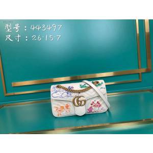 Gucci古馳包包 G家新款女包 443497 古奇白色米奇全皮中號女包 Gucci肩背斜挎包 gdj1482