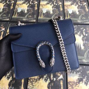 Gucci包 古馳女包 421970寶石藍 Gucci新款鏈條包 Gucci單肩斜挎包 Gucci酒神包  gudj1173
