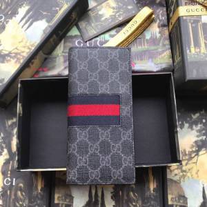 Gucci包 古馳錢包 408836黑pvc 標誌性織帶 高端品質男士西裝夾 Gucci男錢包  gudj1296