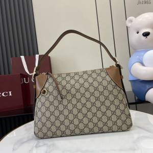 Gucci專櫃古馳最新款購物袋GG圖案條紋織大號肩背包 jh1985型號：815216