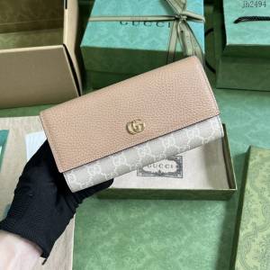 Gucci專櫃古馳最新款Marmont系列皮革長款錢包錢夾 jh2494型號：456116