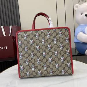 Gucci專櫃古馳2025早春兒童系列最新款動物印花手提托特包 jh2899型號：605614