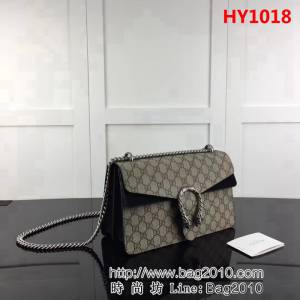 GUCCI古馳原單 新款專櫃品質原單貨實物實拍 400249 啡pvc配克 鏈條單肩斜挎包 HY1018