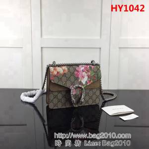 GUCCI古馳原單 新款爆款專櫃品質原版皮質花膠 大紅421970單肩斜挎包 HY1042