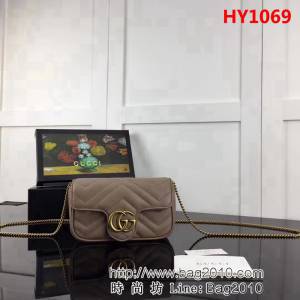 GUCCI古馳頂級原單 新款專櫃品質 實物實拍 476433 奶茶色正品開模純銅五金鏈條斜跨小包 HY1069