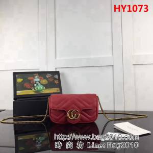 GUCCI古馳頂級原單 新款專櫃品質 實物實拍 476433 大紅色正品開模純銅五金鏈條斜跨小包 HY1073