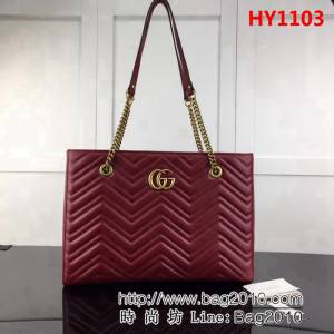 GUCCI古馳頂級原單 新款專櫃品質 實物實拍 524578 大紅雙鏈條單肩包 HY1103