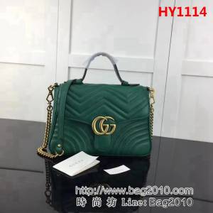 GUCCI古馳原單 新款專櫃品質高仿原單貨實物實拍498110 綠色手提單肩斜挎包 HY1114