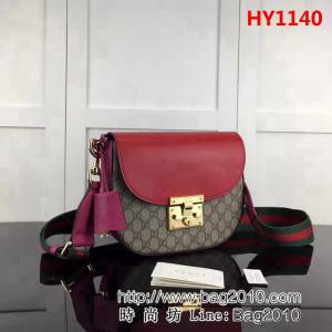 GUCCI古馳原單 新款專櫃品質原單皮質453189 啡梅紅大紅單肩斜挎包 HY1140