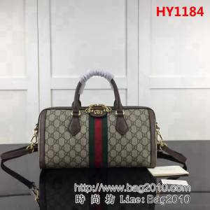 GUCCI古馳頂級原單 新款GUCCI高仿新款專櫃品質 實物實拍 524532啡Pvc棕皮行李包 HY1184