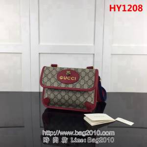 GUCCI古馳原單 新款專櫃品質高仿高仿原單貨實物實拍501050 啡pvc紅高仿郵差包 HY1208