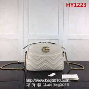 GUCCI古馳原單 新款專櫃品質原單貨實物實拍 443499 .米白鏈條單肩斜挎包 HY1223