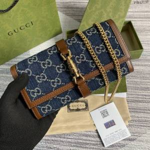 Gucci2021新顏色女包 古馳jackie1961系列小挎包 Gucci丹寧牛仔布鏈條小包 652681  ydg3197