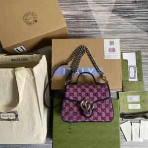Gucci新款包包 古馳GGMarmont系列手提包 背面配以心形圖案 Gucci鏈條單肩斜挎包 583571  ydg3252