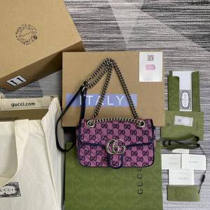 Gucci新款包包 古馳鏈條單肩斜挎包 Gucci全皮GG Marmont系列經典女包 446744  ydg3270