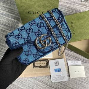 Gucci經典百搭女包 古馳GG Marmont Mini女包 Gucci全皮鏈條迷你小挎包 476433  ydg3275