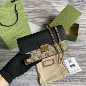 Gucci新款包包 古馳原廠牛皮G花面料三合一小挎包 Gucci經典之王系列鎖扣鏈條包 658226  ydg3294