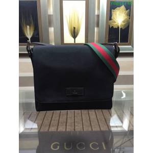 GUCCI 古馳男包 新款 337074 黑色科技帆布郵差包 Gucci帆布男包 Gucci男士單肩斜挎包