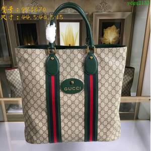 GUCCI 古馳男包 新款 473870 GG Supreme高級人造帆布 黑色紅色織帶裝飾 購物袋