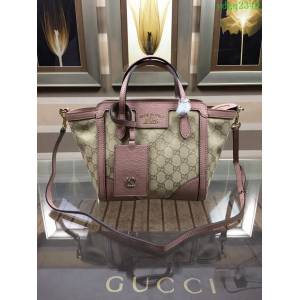 GUCCI 古馳女包 新款 368827 女士粉色pvc配皮 提挎兩用包 Gucci手提包
