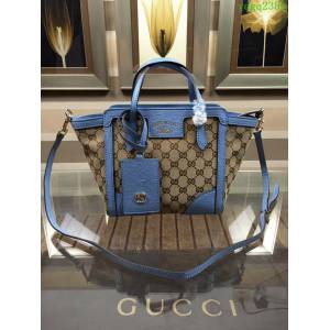 GUCCI 古馳女包 新款 368827 女士藍色pvc配皮 提挎兩用包 Gucci手提包