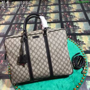 GUCCI 古馳男包 新款 201480 啡pvc 男士手提包 Gucci公事包