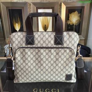GUCCI 古馳男包 新款 854361 Gucci專用進口雙G防水料配頭層牛皮 大號 男士手提包