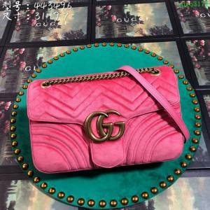 GUCCI古馳女包 新款 專櫃品質 443496 進口牛皮 原廠五金 粉絨 Gucci鏈條包 古馳斜挎包  ydgq3171