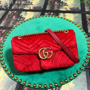 GUCCI古馳女包 新款 專櫃品質 443497 進口牛皮 原廠五金 紅絨 Gucci鏈條包 古馳斜挎包  ydgq3176