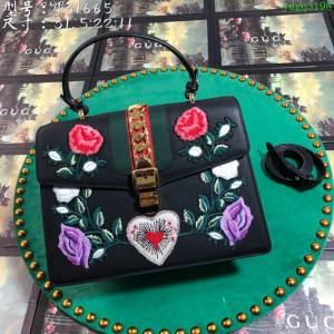 GUCCI古馳女包 新款 專櫃品質 431665 進口牛皮 原廠五金 克繡花 Gucci手提包 古馳斜挎包  ydgq3198