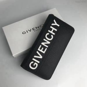 GlVENCHY紀梵希 黑色錢包 正面飾有浮雕品牌標記 環繞式拉鏈 銀色五金  tsg1006