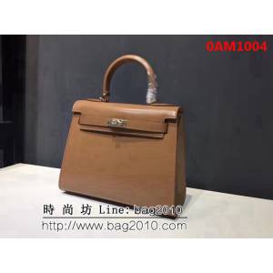 愛馬仕Hermes BOX鏡面牛皮凱莉包 時尚手提包 0AM1004