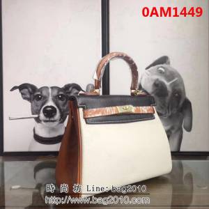 愛馬仕Hermes 頭層牛皮配色爆款凱莉包 時尚手提包 0AM1449