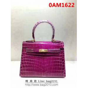 愛馬仕Hermes Kelly 鱷魚紋原版皮凱莉包 爆款手提包 0AM1622