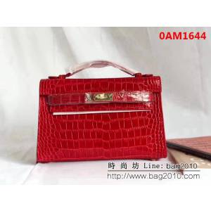 愛馬仕Hermès mini Kelly鱷魚紋時尚百搭包 可單肩手拿 0AM1644