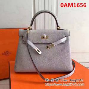 愛馬仕Hermes 荔枝紋頭層牛皮凱莉包 可手提肩背 0AM1656
