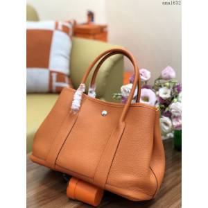HERMES女包 花園包30cm Garden party  愛馬仕togo皮手提包 橙色  Ama1632