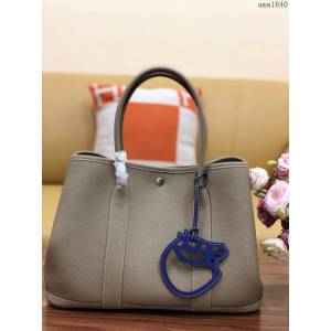 HERMES女包 花園包36cm Garden party  愛馬仕togo皮手提包 斑鳩灰  Ama1640