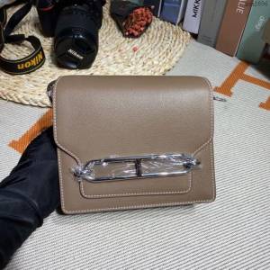 HERMES女包 豬鼻子包 Roulis Evercolor皮 風衣灰 愛馬仕百搭款單肩包 愛馬仕斜挎背包  Ama1696