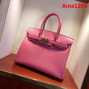 HERMES愛馬仕 鉑金包 Birkin 30cm Epsom 8W Rose Azalee 唇膏粉 金扣 頂級工藝 純手縫蠟線 時尚手提包 手提包  Ama1204