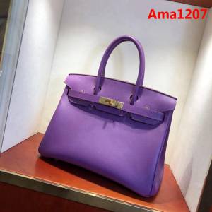 HERMES愛馬仕 鉑金包 Birkin 30cm Epsom P9 Anemonb 海葵紫 金扣 頂級工藝 純手縫蠟線 時尚手提包  Ama1207