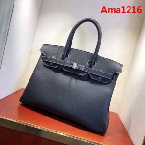 HERMES愛馬仕 鉑金包 Birkin 30cm Epsom R2 Blue Agate 瑪瑙藍 金扣 頂級工藝 全手工 蠟線縫製 時尚手提包  Ama1216