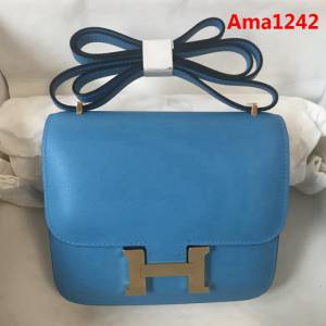 HERMES愛馬仕 Constance 空姐包 18cm 金扣 原廠Epsom皮 原版五金 蜜蠟線縫製 單肩斜挎包  Ama1242