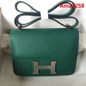 HERMES愛馬仕 Constance 空姐包 孔雀綠 金銀扣 原廠Epsom皮 原版五金 蜜蠟線縫製 單肩斜挎包  Ama1258