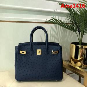 HERMES愛馬仕 鉑金包 Birkin 30 南非原產KK級鴕鳥皮 頂級工藝 手縫蠟線 時尚手提肩背包  Ama1416